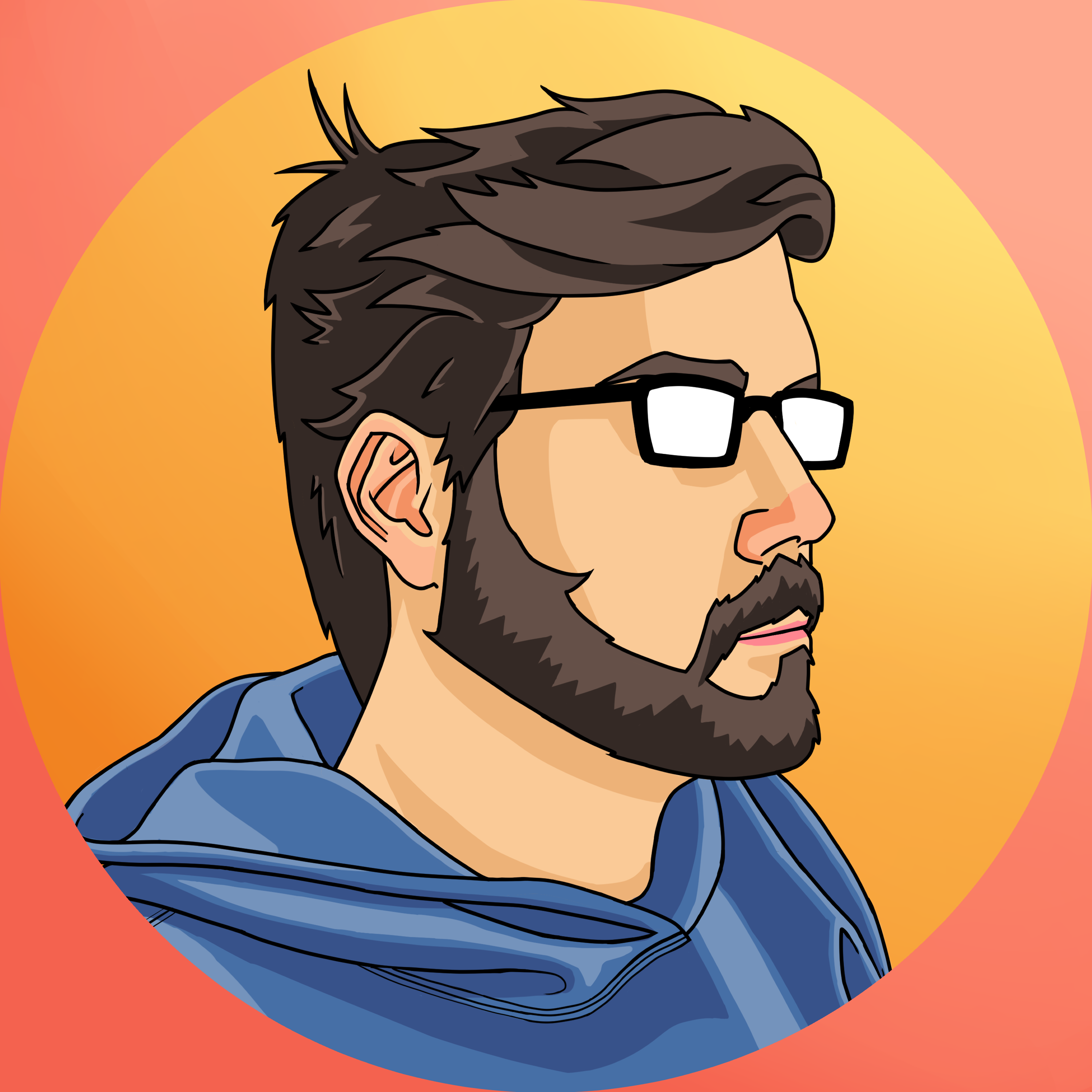 A digital portrait of the bearded \& bespectacled author.